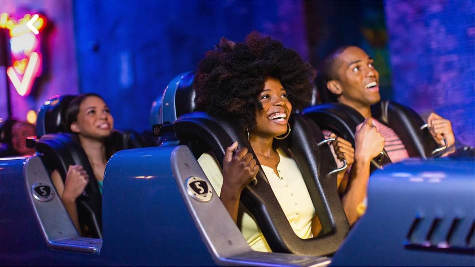 Couple on Rock N' Roller Coaster in Disney World - Orlando, FL USA