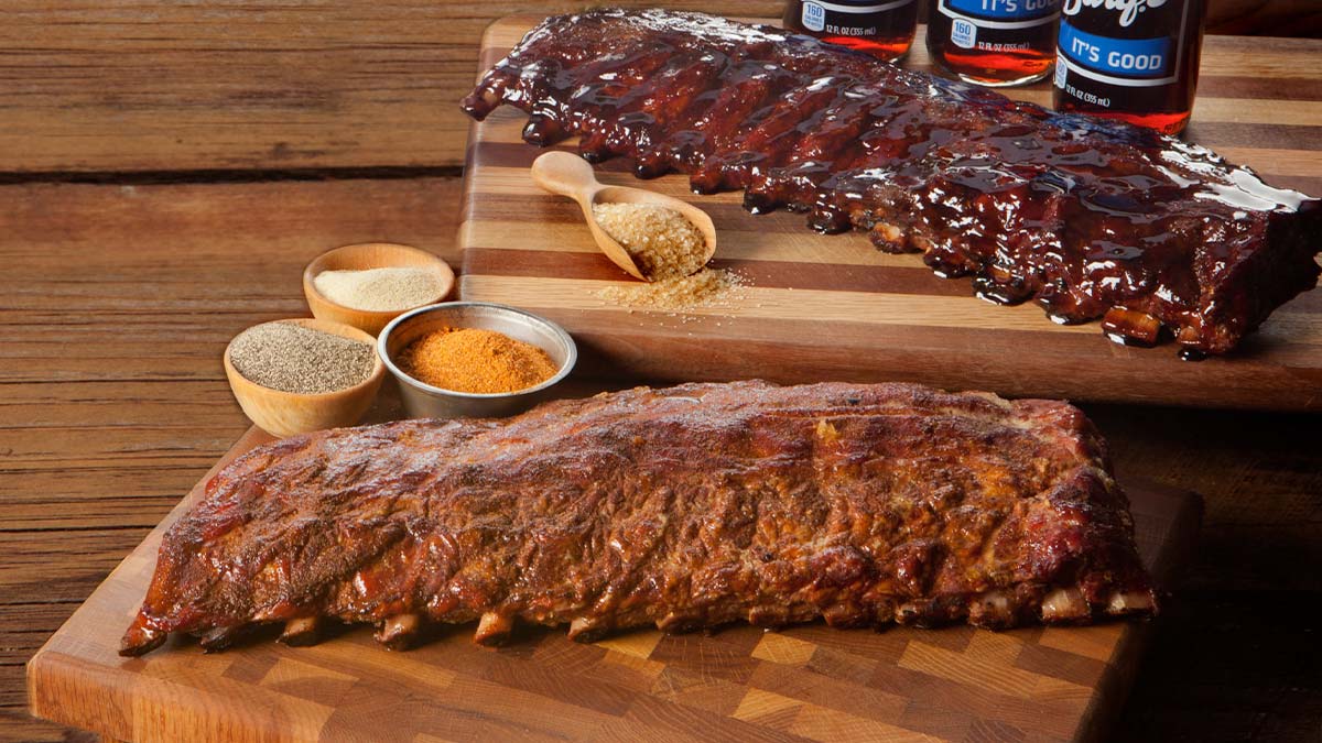 close up of two racks of ribs at Silver Dollar City - Branson, Missouri, USA