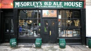 exterior view of the McSorley's Old Ale House building in NYC, New York, USA