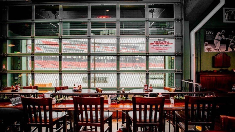interior view of the bleacher bar at fenway park during red sox games in Boston Massachusetts USA