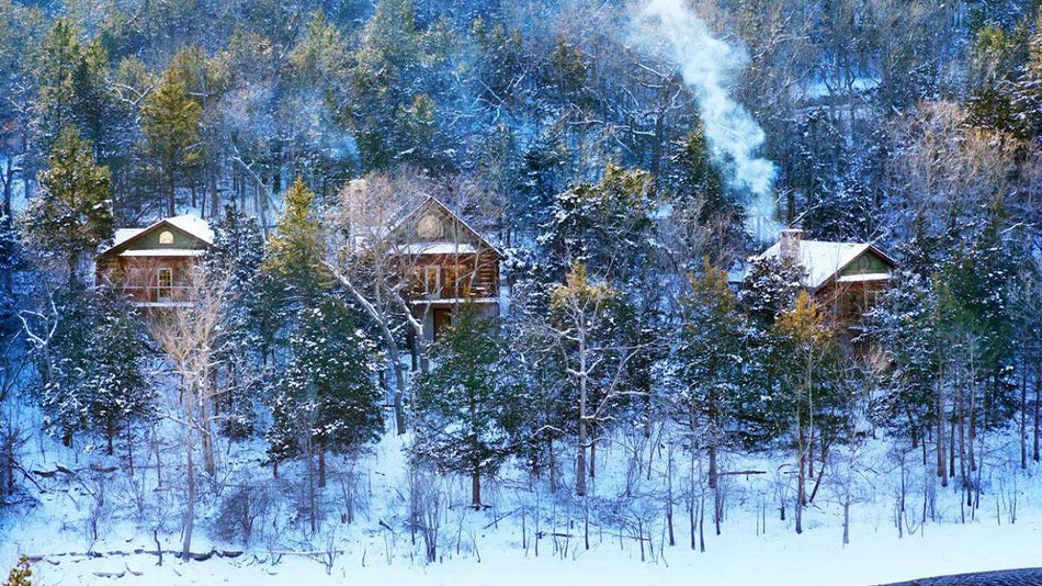 wintery exterior view of big cedar lodge in branson missouri
