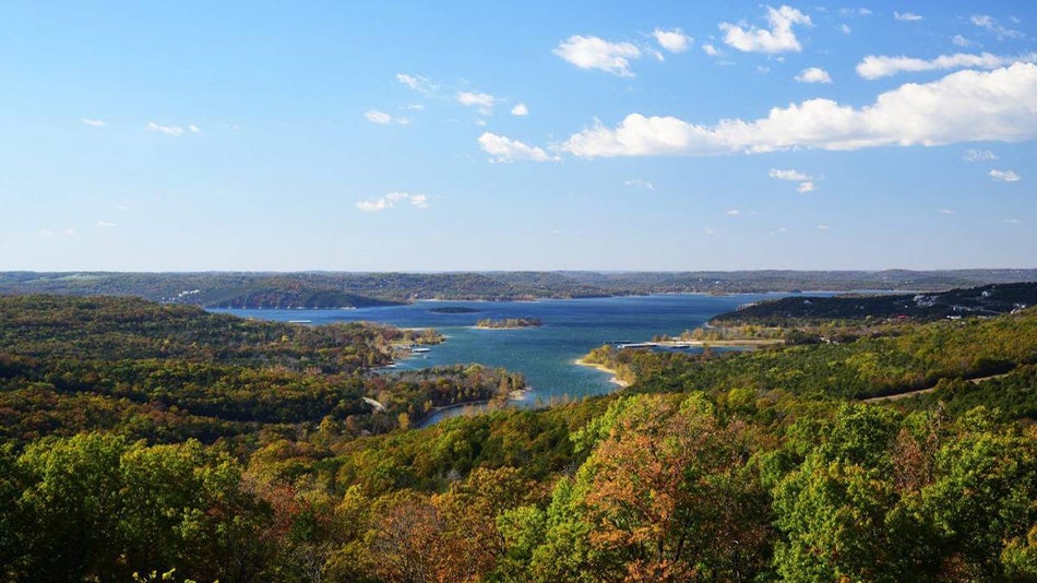 aerial view of table rock lake in the fall near Branson, Missouri, USA