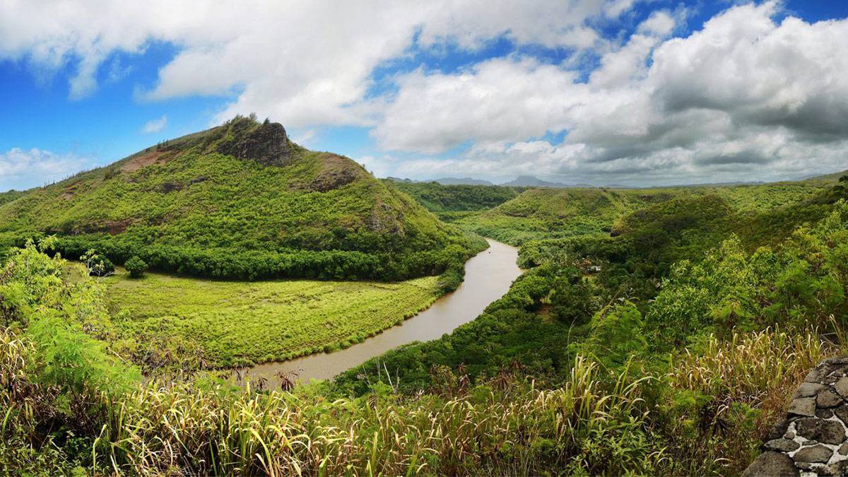Panoramic View of Wailua River, Kauai, Hawaii