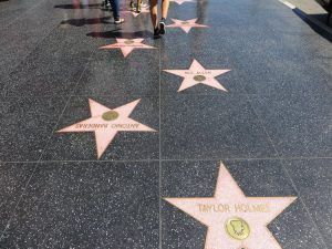 close up of Hollywood Walk of Fame sidewalk in Los Angeles, California USA