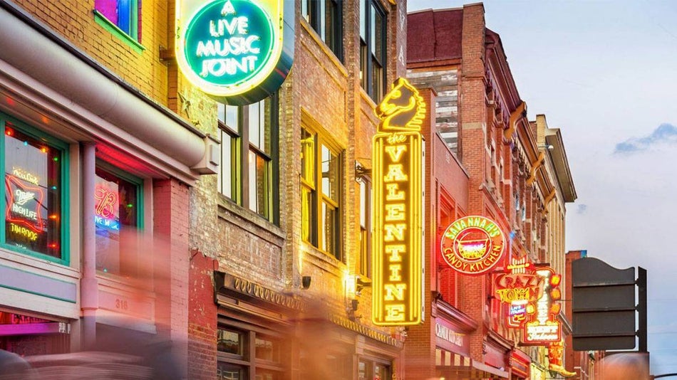 One of the most popular free things to do in Nashville is walk down Broadway in Nashville, Tennessee, USA