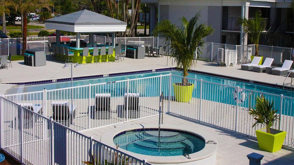 view of pool at clarion inn and suites on international drive in orlando florida