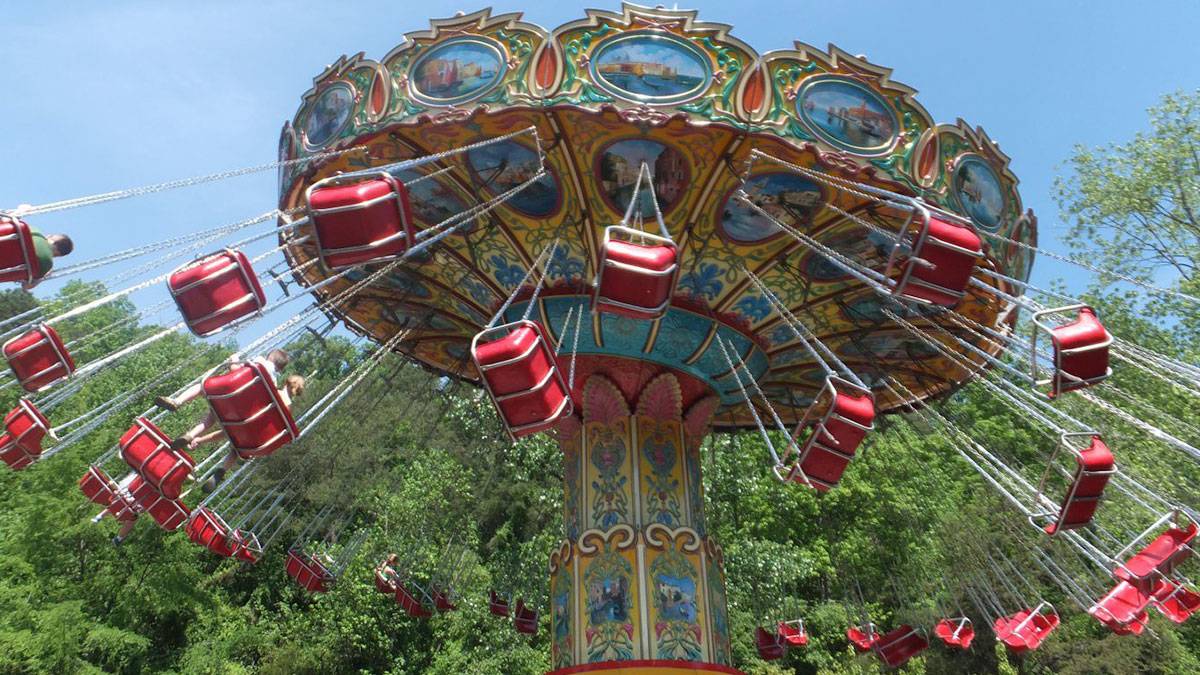 ground view of swings at dollywood