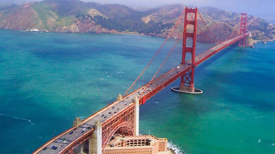aerial view of golden gate bridge and san francisco