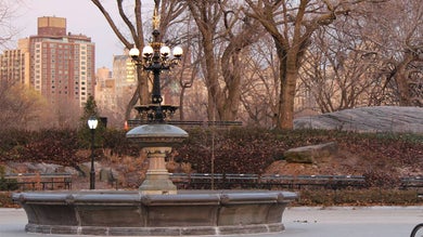 View of the fountain at Cherry Hill at dusk in NYC, New York, USA