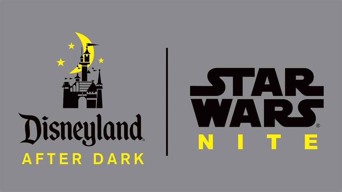 Grey, black, and yellow graphic for Disneyland After Hours Star Wars Nite in Los Angeles, California, USA