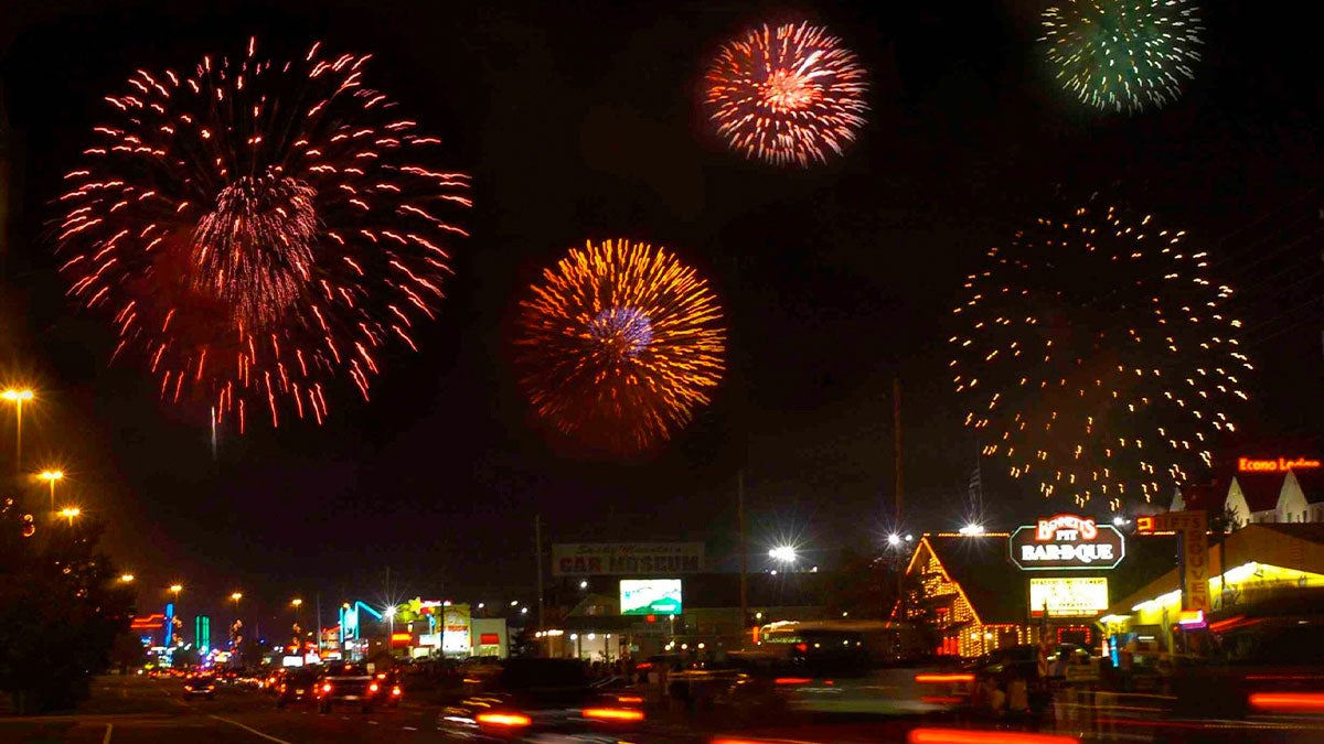 fireworks in night sky at Pigeon Forge Patriot Festival event in Pigeon Forge, Tennessee, USA