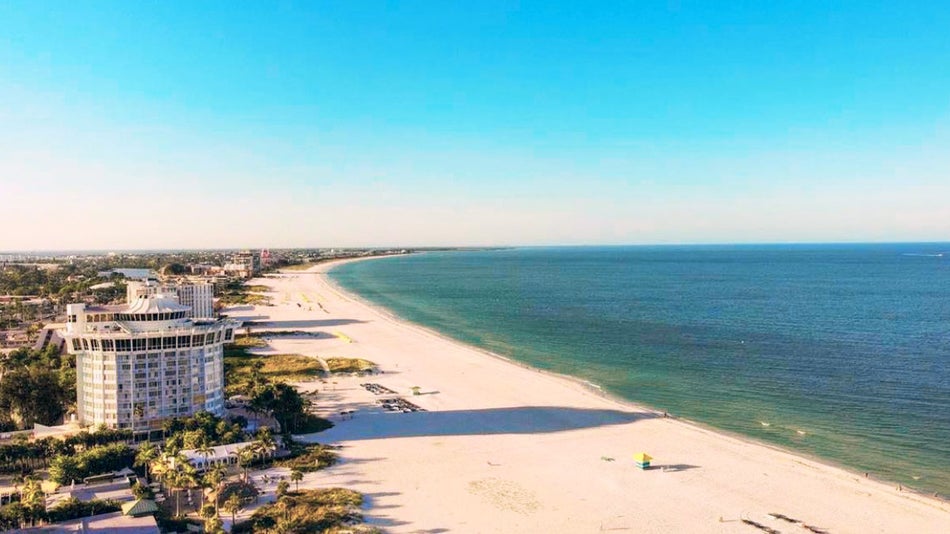 aerial view of St. Pete Beach with view of shore and buildings in Florida, USA
