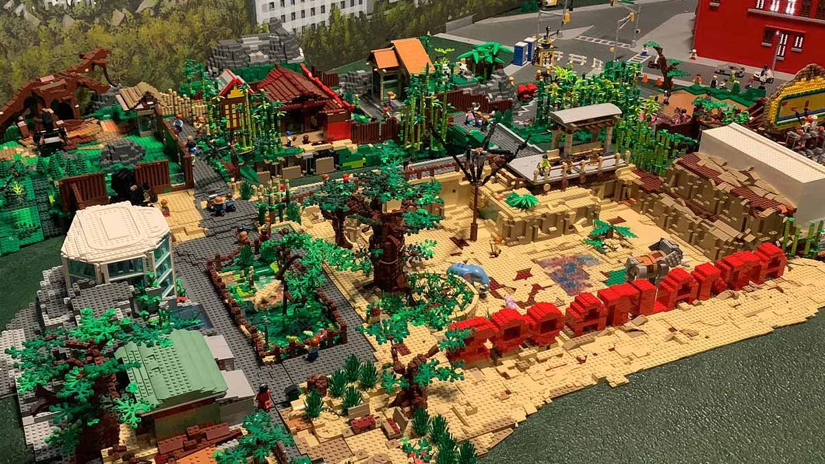 close up of lego recreation of Atlanta Zoo at Miniland in Legoland, Atlanta, Georgia, USA