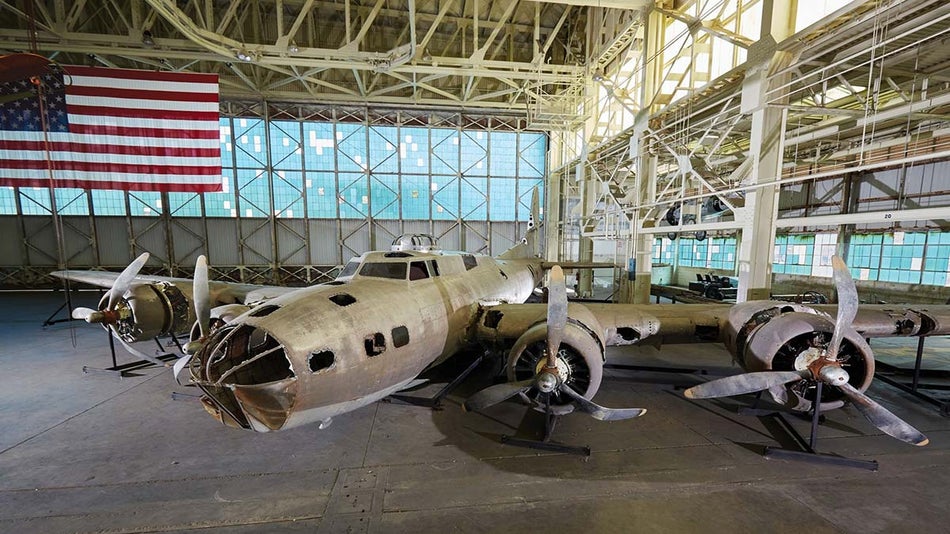 The Pearl Harbor Aviation Museum features an antique military helicopter.