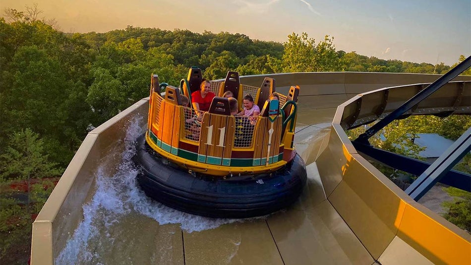 People Riding the Lost River at Silver Dollar City - Branson, Missouri, USA