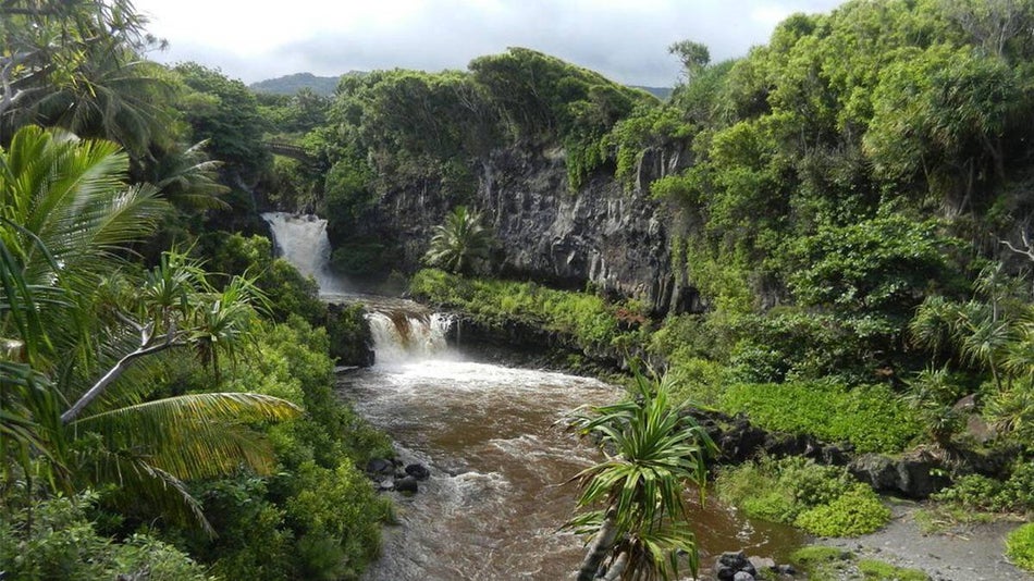 Aerial view of the Waimoku Falls in Maui