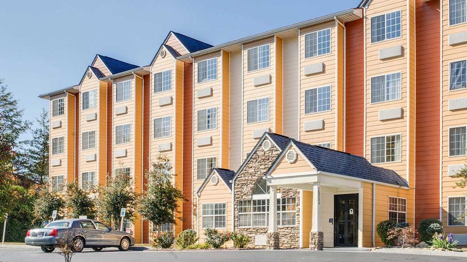 Exterior day view of the Microtel Inn & Suites by Wyndham in Pigeon Forge, Tennessee, USA
