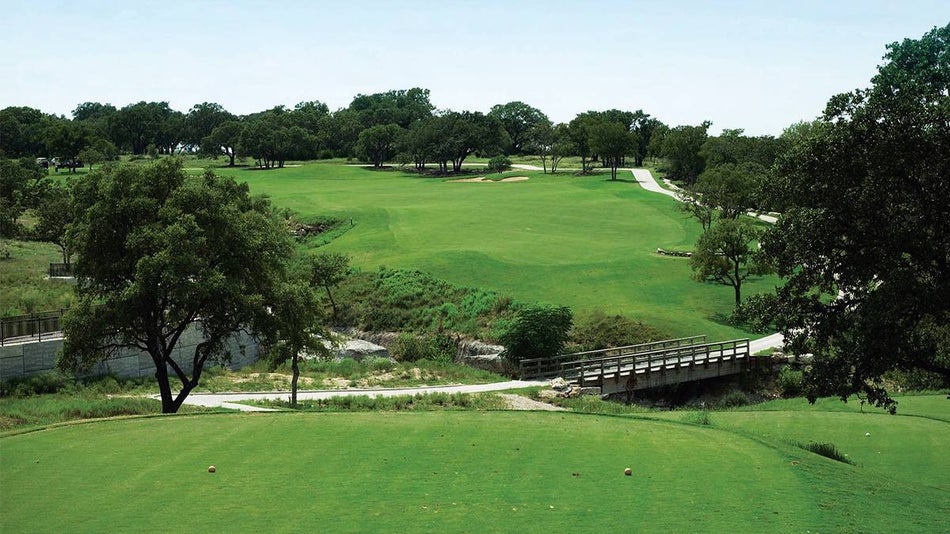 View looking over the luscious green course at Avery Ranch Golf Club in Austin, Texas, USA.