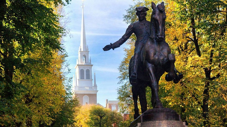 Paul Revere Statue outside the Old North Church, Boston, Massachusetts