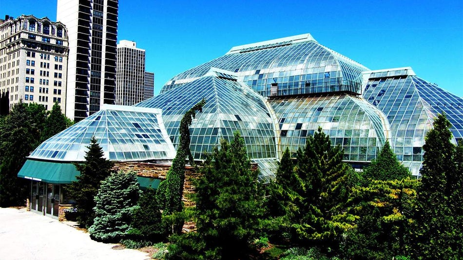 Exterior view of the Lincoln Park Conservatory in Chicago, Illinois, USA
