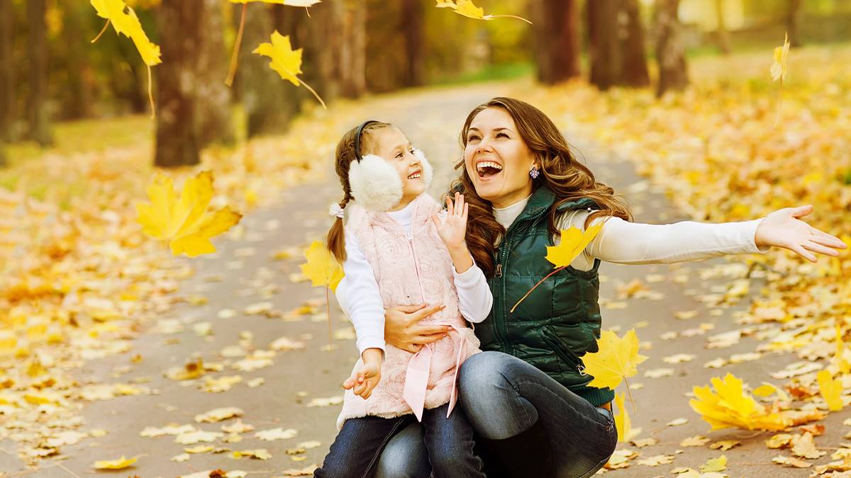 Mother and daughter in the Fall Foliage