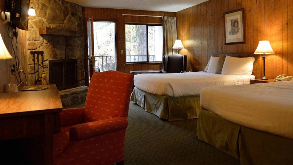 Beds in a Guest Room at Brookside Resort in Gatlinburg, Tennessee, USA