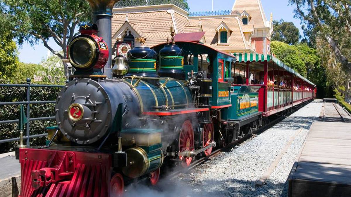 Close up of front of railroad at Disneyland in Los Angeles, California, USA