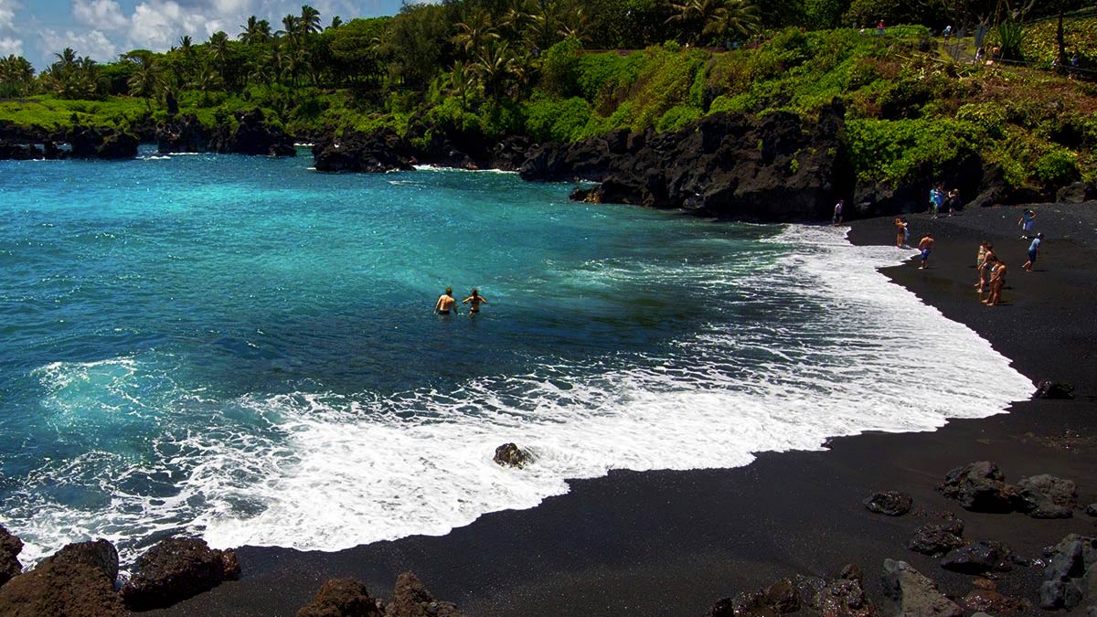 waianapanapa state park beach in Maui, Hawaii, USA
