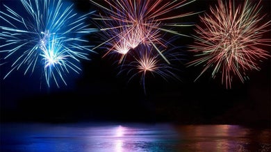 Colorful fireworks over the ocean in Myrtle Beach, South Carolina, USA