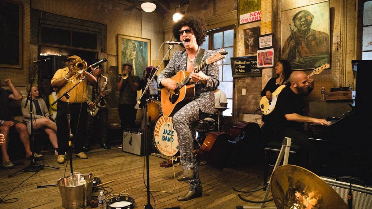 jazz band with a live performance on stage at the Preservation Hall in New Orleans, Louisanna, USA