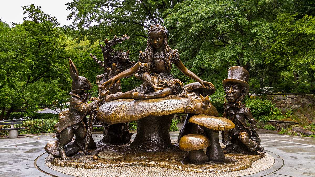 The Alice in Wonderland statue in Central Park in NYC, New York, USA