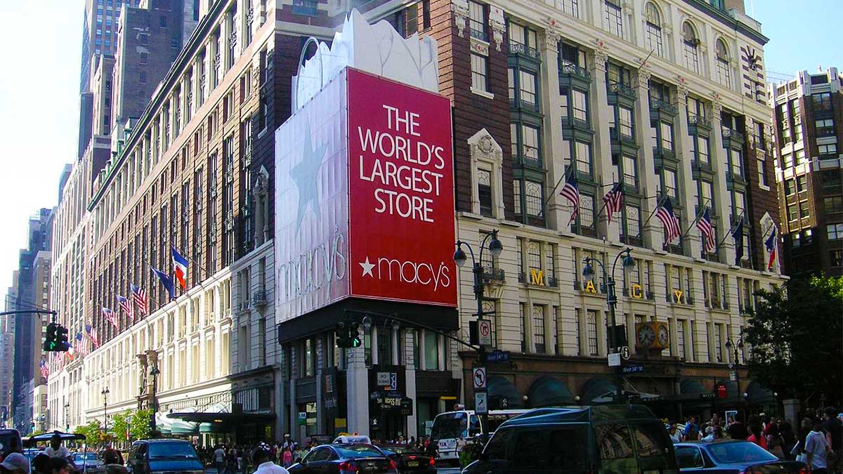Exterior ground view of Macy's Herald Square in NYC, New York, USA