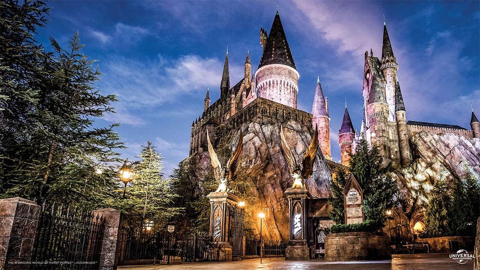 External view of Harry Potter's Castle at Islands of Adventure in Orlando, Florida, USA
