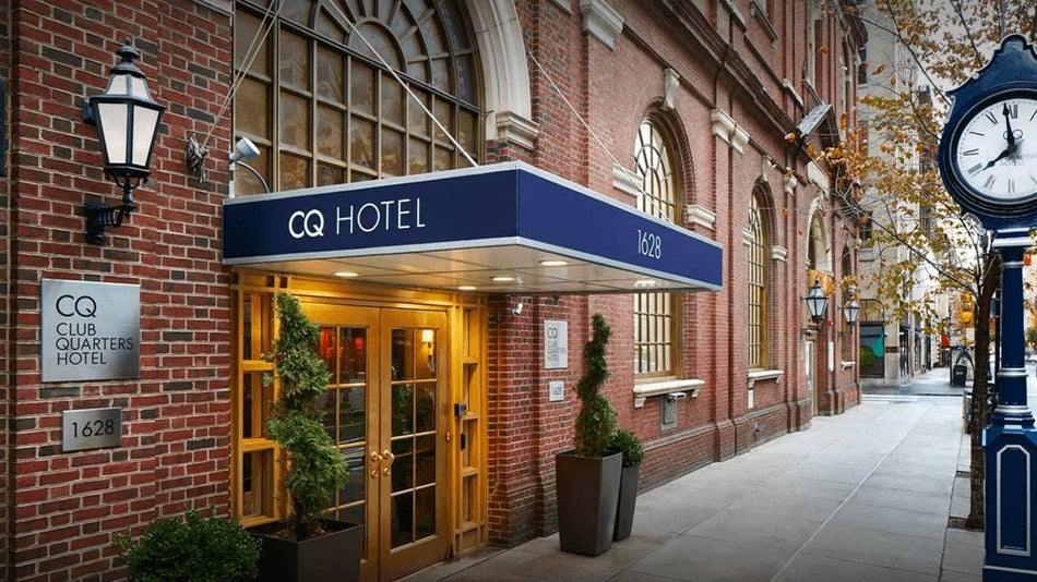 exterior view of Club Quarters Hotel, Philadelphia, Rittenhouse Square in Philadelphia, Pennsylvania, USA