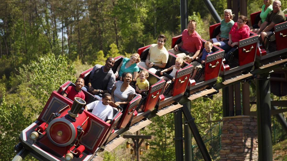 People Riding FireChaser Express at Dollywood - Pigeon Forge, Tennessee, USA