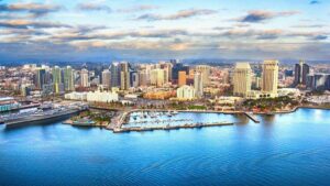 aerial view of san diego skyline during daytime