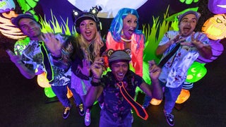 Group of people dressed in halloween costumes at Halgloween in San Diego, California, USA