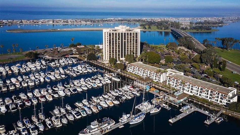 Aerial Marina shot at the Hyatt Regency Mission Bay Spa And Marina - San Diego, California, USA