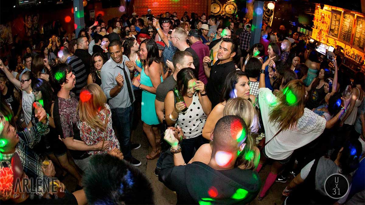 Crowd on the dance floor at U-31 in Northpark District in San Diego, California, USA