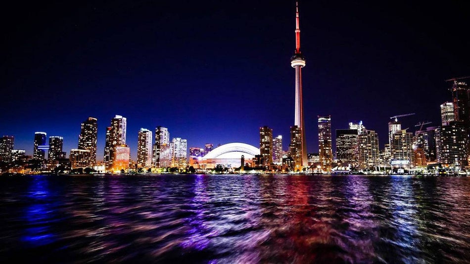 Colorful Toronto skyline at night