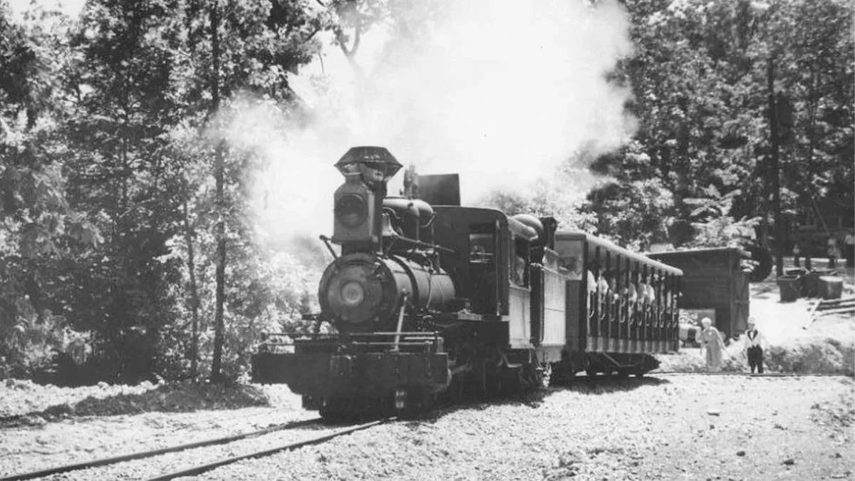 Close up of the Frisco Silver Dollar Steam Train from over 50 years ago at Silver Dollar City in Branson, Missouri, USA