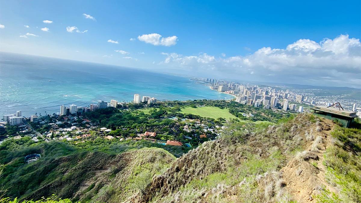 view from the top of diamond head - Oahu, Hawaii, USA