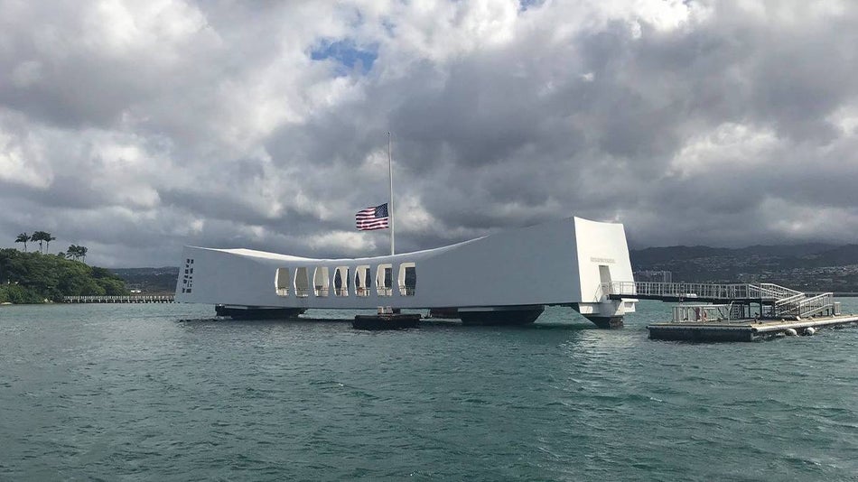 exterior of ground view of Pearl Harbor National Memorial on Big Island, Hawaii, USA