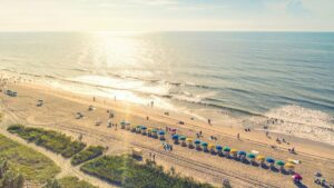 Aerial View of People on the Beach at Myrtle Beach - Myrtle Beach, South Carolina, USA