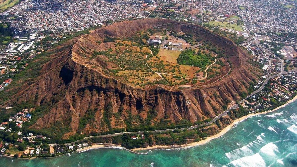 Aerial View of Diamond Head Crater - Oahu, Hawaii, USA