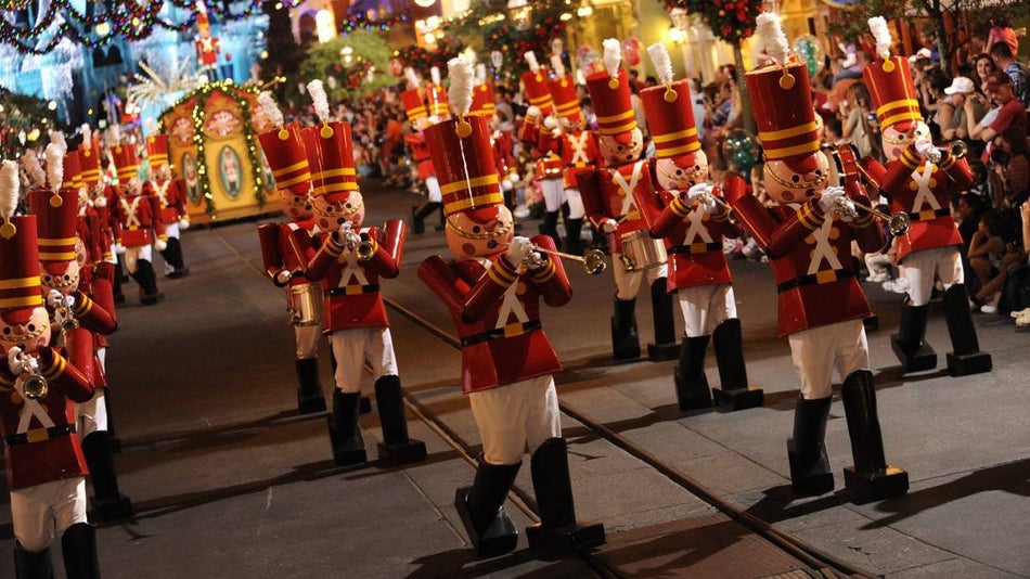 toy soldiers marching at holiday parade at disney world