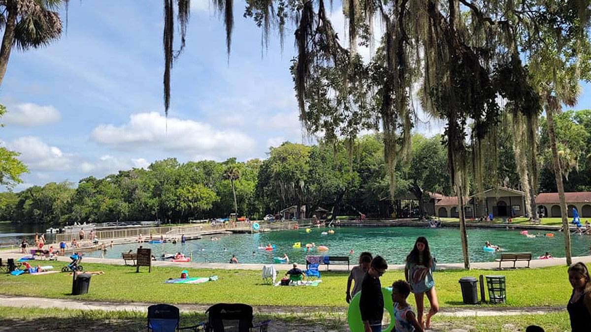 close up of people swimming in water at De León Springs State Park in Orlando, Florida, USA