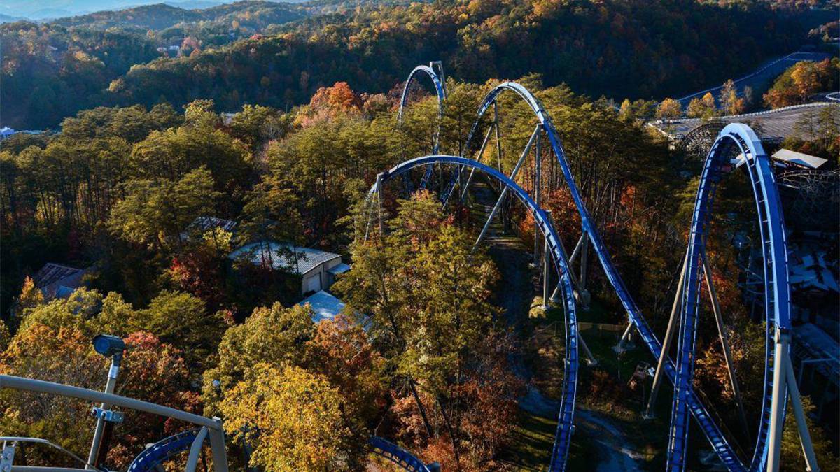 Aerial view of the countryside and Wild Eagle at Dollywood - Pigeon Forge, Tennessee, USA
