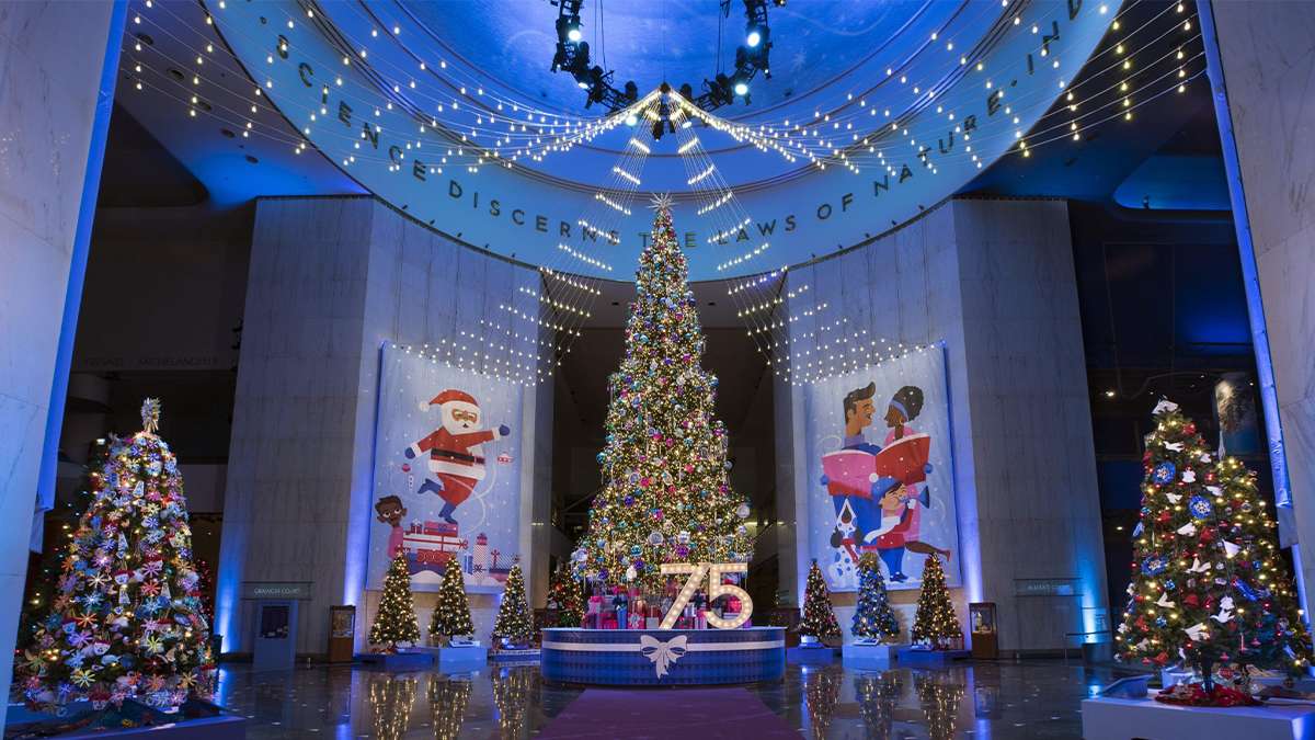 interior view of the Chicago Museum of Industry Christmas Around the World and Holidays of Light in Chicago, Illinois, USA