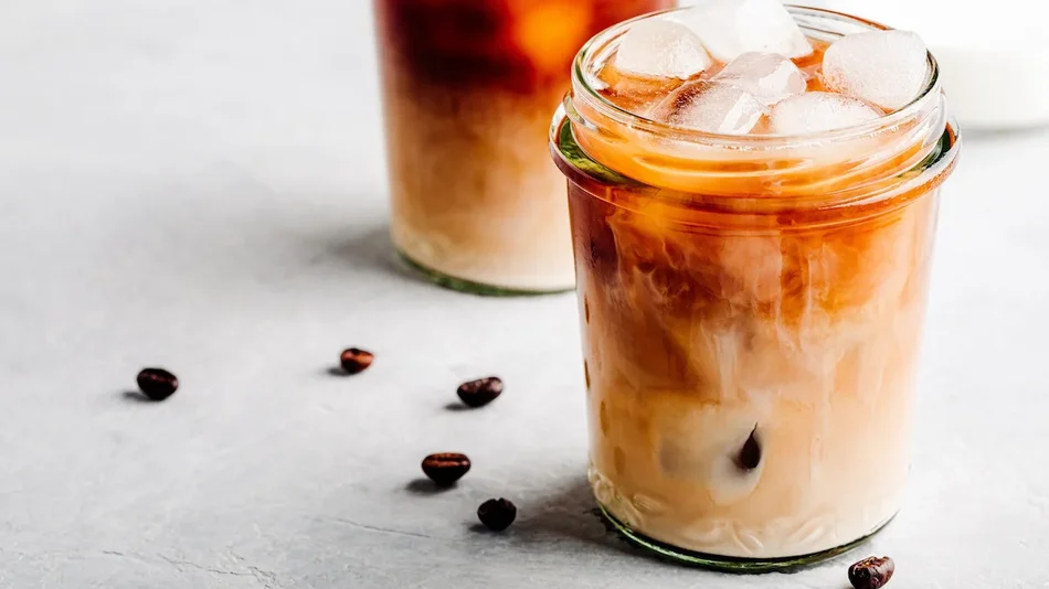 Almond Milk Cold Brew Coffee Latte in glass jars